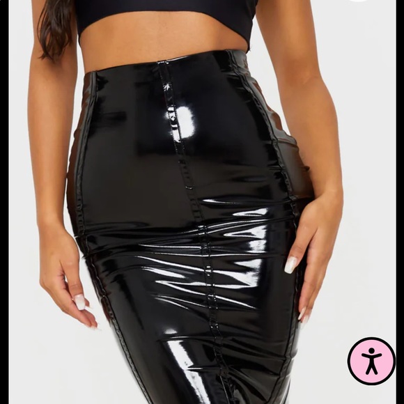 Vinyl seam detail midi skirt - Picture 5 of 7